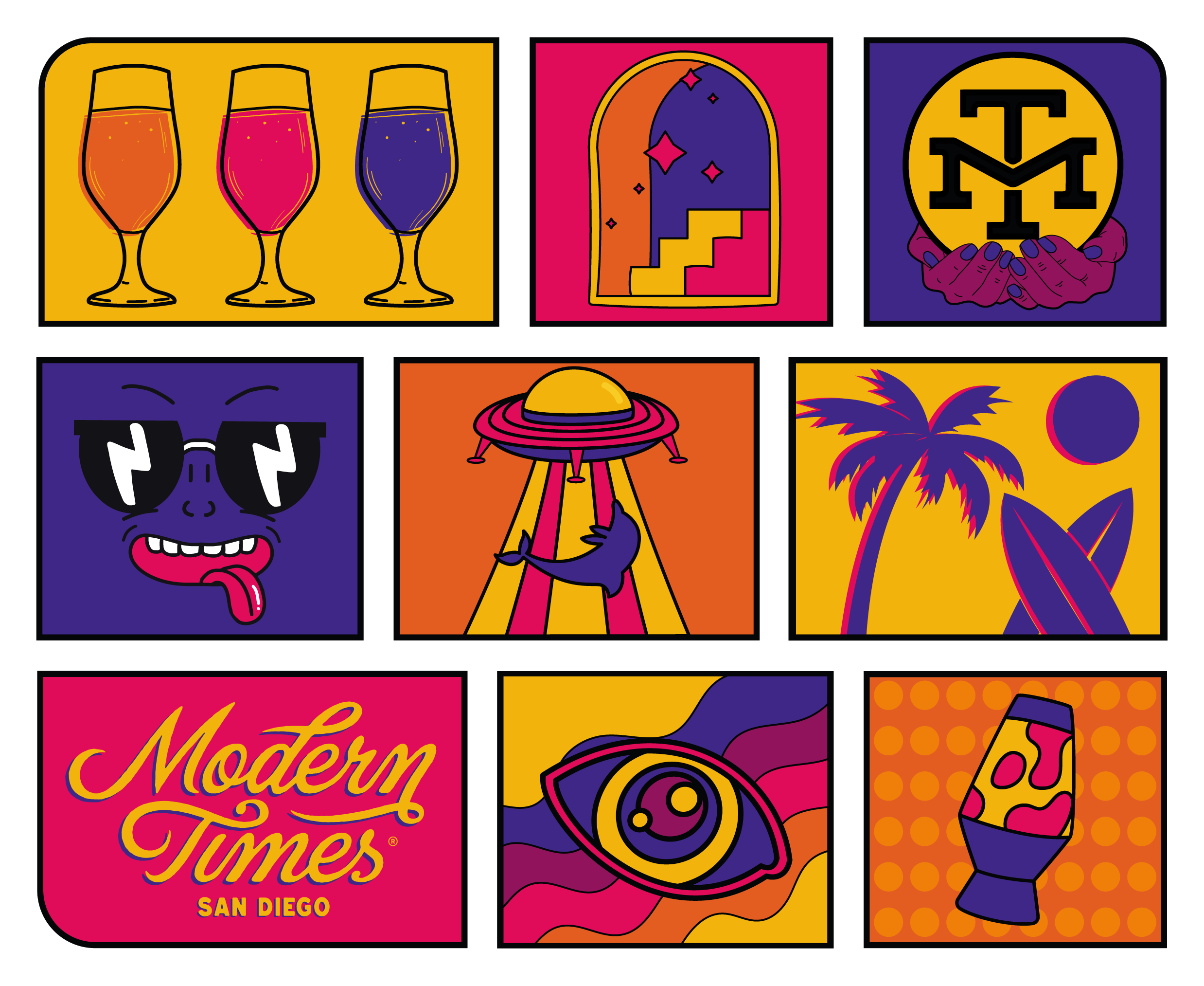 Modern Times tumbler design outline