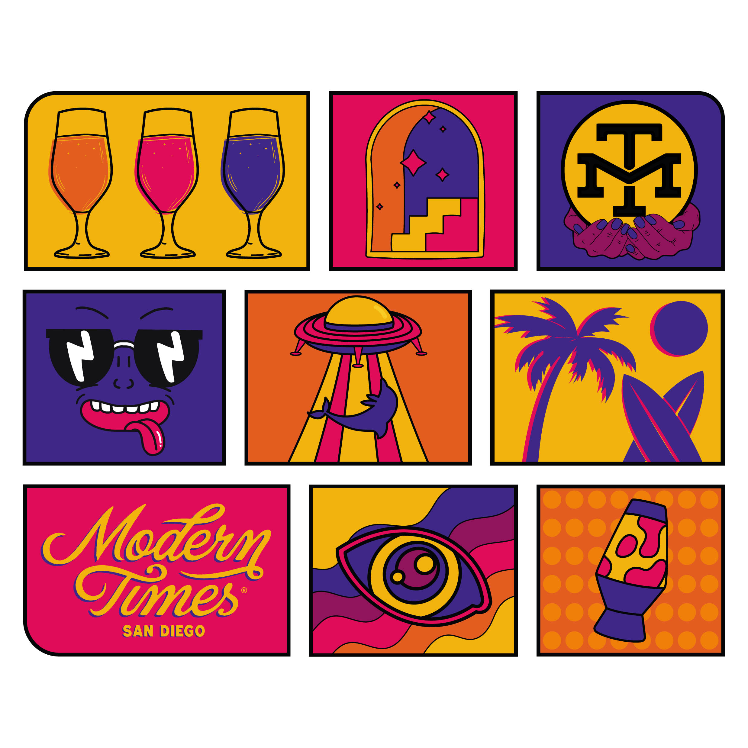 Modern Times tumbler design outline