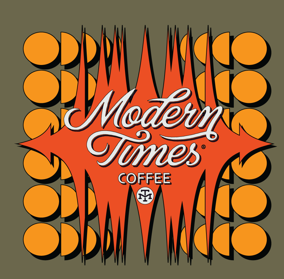 Modern Times Coffee hoodie branding detail