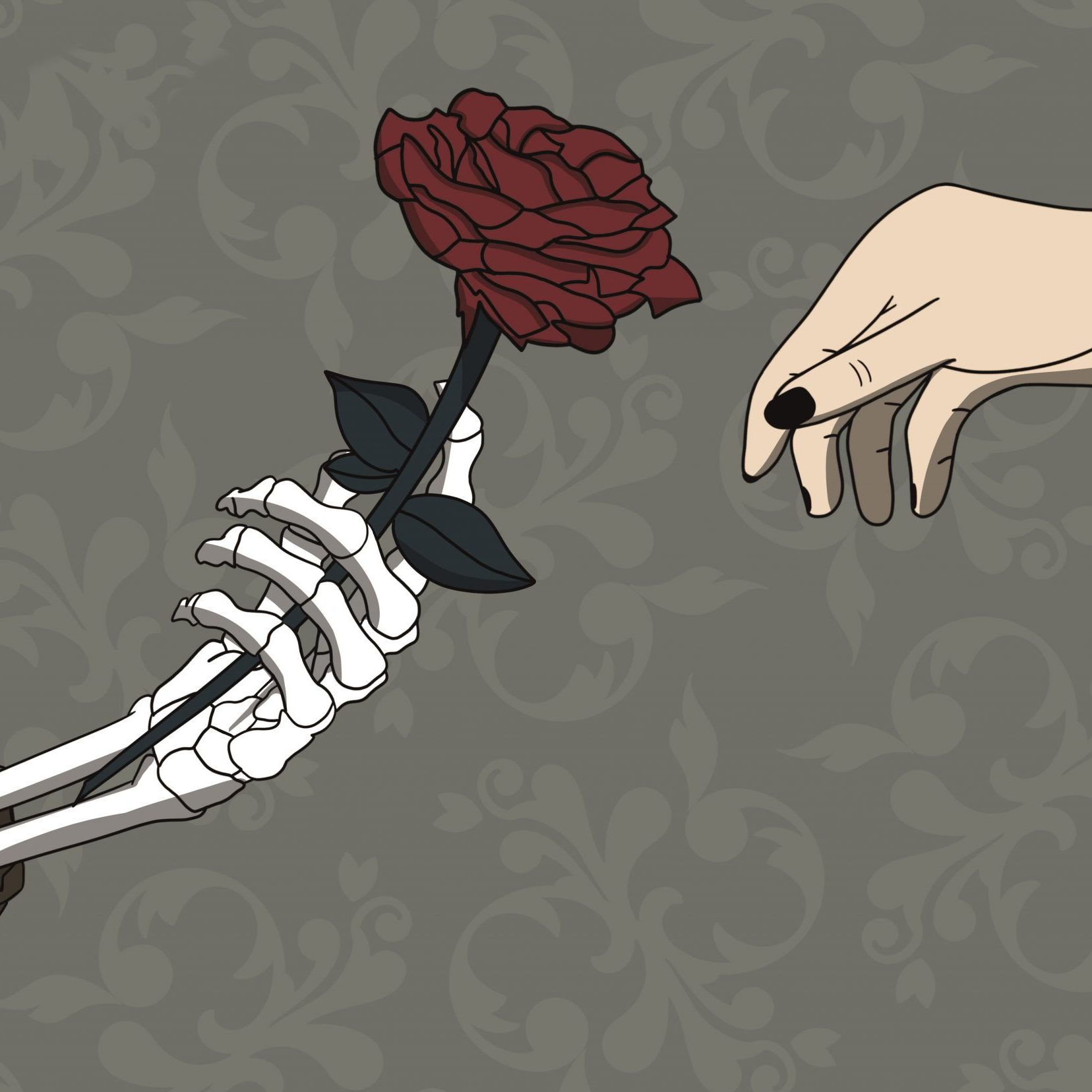 hands and rose drawing